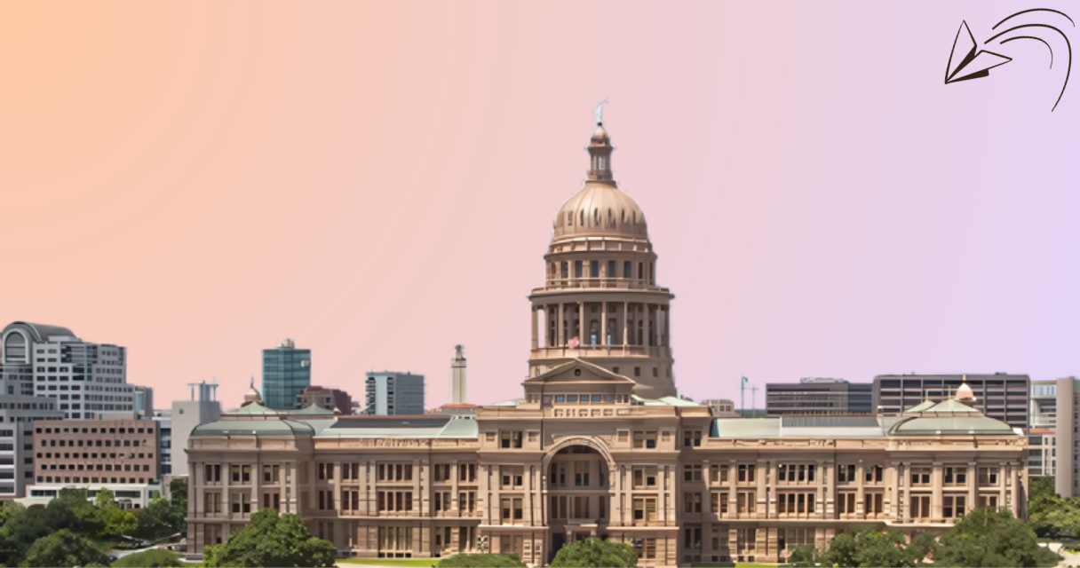 Texas State Capitol building under a soft gradient sky, representing advocacy and empowerment for the nursing profession during Nurse Day at the Capitol. Supporting nurses in Texas through events like this is key to Salarly's mission.