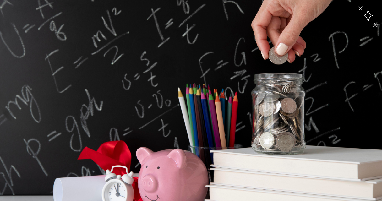 Teacher saving coins in a jar for financial security, representing the importance of building emergency funds for teachers